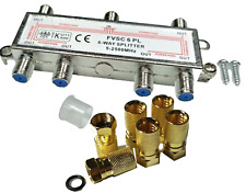 6 fach Splitter Breitband SAT TV Kabel Stamm Verteiler + F Stecker digital 4k 8k