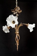 antik franz. Jugendstil Kronleuchter Deckenlampe 1910/20 überarbeitet neue Kabel