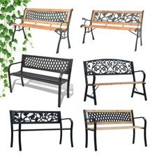 Gartenbank Parkbank Sitzbank Gartenmöbel Holz Bank Gusseisen Hartholz Rosen