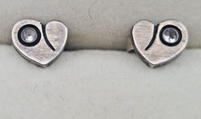 Finnlandschmuck Nordform Herz-Ohrstecker mit Bergkristall 925 Silber