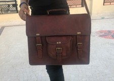 Neue Herren-Aktentasche aus natürlichem Vintage-Leder Kuriertasche Handtasche...
