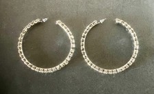 Creolen Strass, silber, 8cm