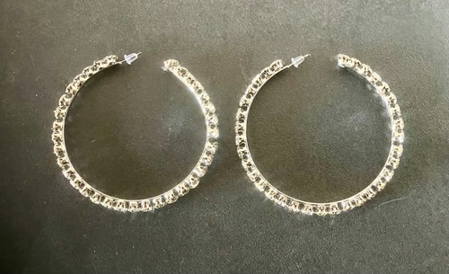 Creolen strass silber 8cm - strass,, silber,