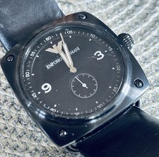 Armbanduhr Emporio Armani Herrenuhr Schwarz Leder Top!