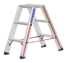 Hymer Stufenstehleiter 2x3 Sprossen beidseitig begehbar, verstärkte Stufen  