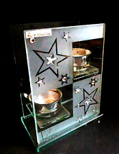 Teelichthalter Glas formano Glasblock 2 Lichter Sterne Strass 17x12,5x7cm Advent