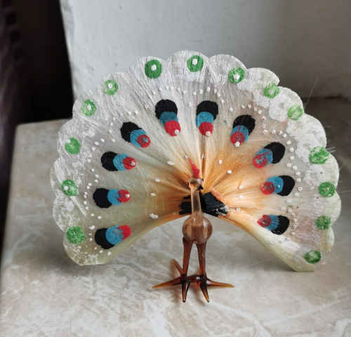Antiker lauschaer glas pfau - antiker,