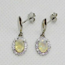 Feuer-Opal CZ Ohrringe 925 Silber 585 Weißgold vergoldet