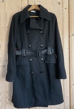 ORSAY Mantel Basic schwarz Knöpfe mit Gürtel Kunstleder Gr. 42 - 831805/60