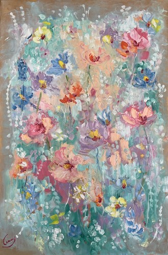ölbild gemälde blumen - Ölbild,