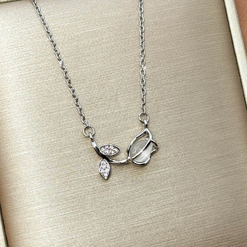 Blume halskette damen silber - blume,