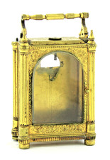 Antikes Gehäuse für eine Reiseuhr aus Messing, ca. 10,5x7x4cm, um 1890