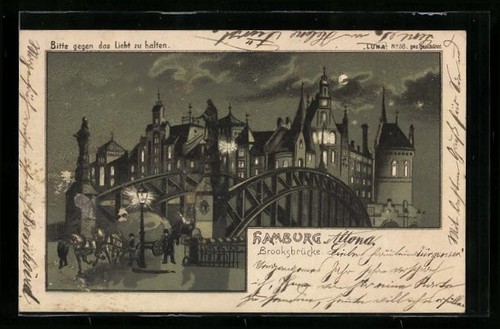 Lithographie hamburg der - hamburg,, an