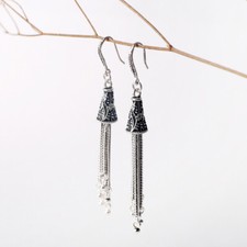 D08 orientalische Ohrringe Kelch und Quasten 925 Sterlingsilber