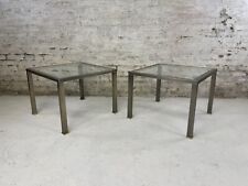 Paar Mid-Century Glastische / Metall / 70er / Messing Couchtisch Maison Charles
