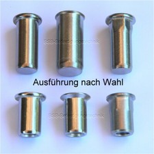 Blindnietmuttern Edelstahl A2 >glatt< M4 M5 M6 M8 M10 Einnietmuttern Nietmuttern