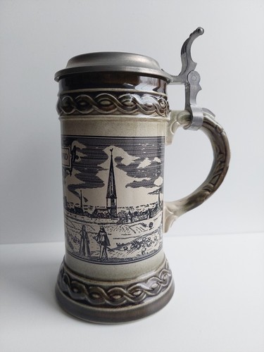 Bierkrug mit zinndeckel - bierkrug,
