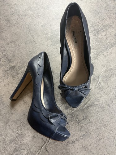 Miu navy blue leather - miu, peep