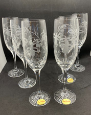 6 x Royal Brierley Fuchsia / Bouquet Kristall Sektflöten - Neu & Originalverpackt