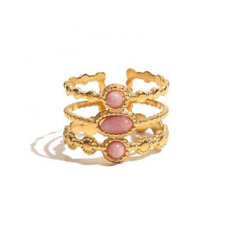Damen ring gold rosa stein - ring,