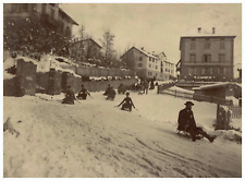 Chamonix, Winterlandschaft&#039;, auf dem Schlitten Vintage Print, Albendruck