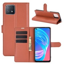 Handyhülle Schutz Case für Oppo A72 5G A73 5G Flip Cover Tasche Etuis Braun Neu