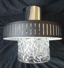 Hängelampe original 60er 70er Jahre Metall + Strukturglas Pendelleuchte