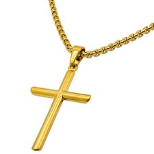 Kreuz Anhänger mit Kette Edelstahl – Gold oder Silber 3 Längen Unisex Schmuck