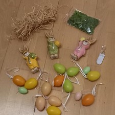 Schöne Ostedeko 21-Teilig  drei neue Hase-Moos-Stroh-10 Led /Eier sind gebraucht