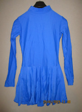 943. glänzend heiß blau Spandex Turnanzug Kleid Langarm T-Ausschnitt 2XL XXL neu