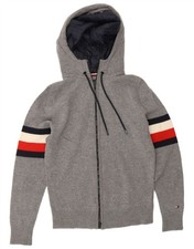 Tommy Hilfiger Damen Strickjacke Pullover UK 14 mittelgrau Colourblock CI14