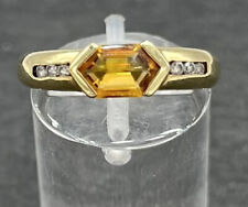 333/- 8 kt Gelbgold Ring mit Citrin und Zirkonia, Ringgröße 56, guter Zustand