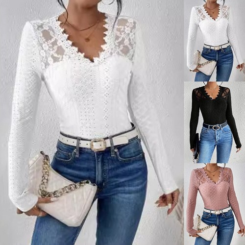 Damen spitze hohl - spitze, bluse