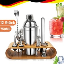 750ml Cocktail Shaker 12er Set Bar Edelstahl Mixer Drink Messbecher mit Ständer