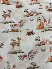 Alpenfleece Kinder Warme Stoff Mit Muster, Waldtiere, Neutral, Beige, Winterstof