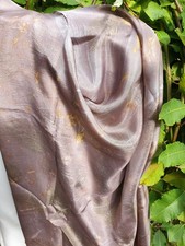 Seidentuch 90x90 Cm, 100% Seide, Bege, Blätter,  Ecoprint