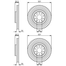 2X BOSCH BREMSSCHEIBEN Ø321mm