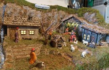 GROßE WEIHNACHTSKRIPPE MIT FIGUREN 90CMX60CM