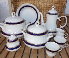 Schumann Arzberg, Kaffee- Speiseservice-Cobalt, Goldrosen, Relief - Auswahl