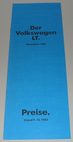 Prospekt preisliste lt - preisliste, vw