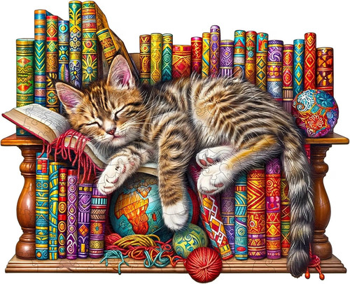 Holzpuzzle schlafende katze - holzpuzzle,