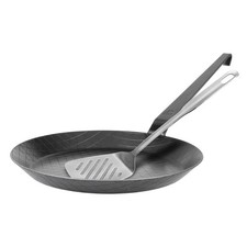 GRÄWE Eisenpfanne 32 cm, Schmiedeeiserne Pfanne, Bratpfanne mit Pfannenwender