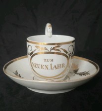 Schlaggenwald Biedermeier Tasse 1837  Happy New Year Slavkov Porcelain Cup