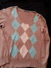 Sandra Pabst Kaschmir Pullover Gr. 40 45% Kaschmir 55%Seide beige Rauten