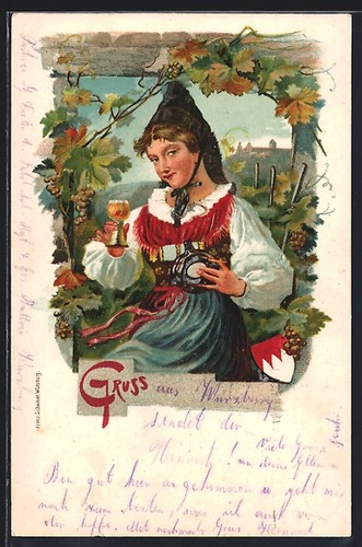 Lithographie weinkönigin - lithographie,