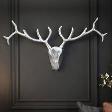 cagü: DEKO STIERKOPF SCHÄDEL GEWEIH [PATRONUS] SILBER POLIERTES ALUMINIUM 90cm