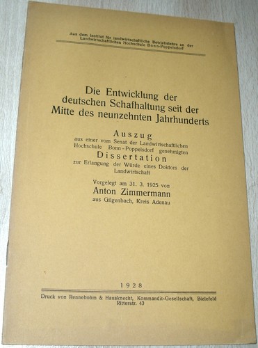 Schafzucht 1928 entwicklung - 1928:,