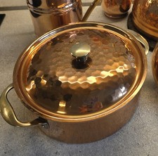 Sher schön Topf Kochtopf Kupfer STÖCKLI SWISS H:7cm D:19-25cm mit Griffe G:1100g