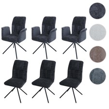 6er-Set Esszimmerstuhl HWC-N99, drehbar Auto-Return, Chenille 340g/m² Öko-Tex