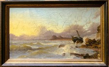 Andreas Achenbach ( zugeschrieben ) - Oelgemälde "gestrandet"